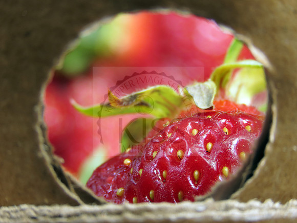 A box of strawberries.